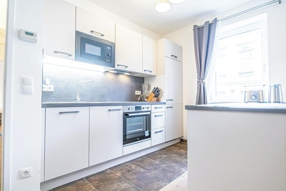 Basic Apartment | Private kitchen | Fridge, microwave, oven, stovetop