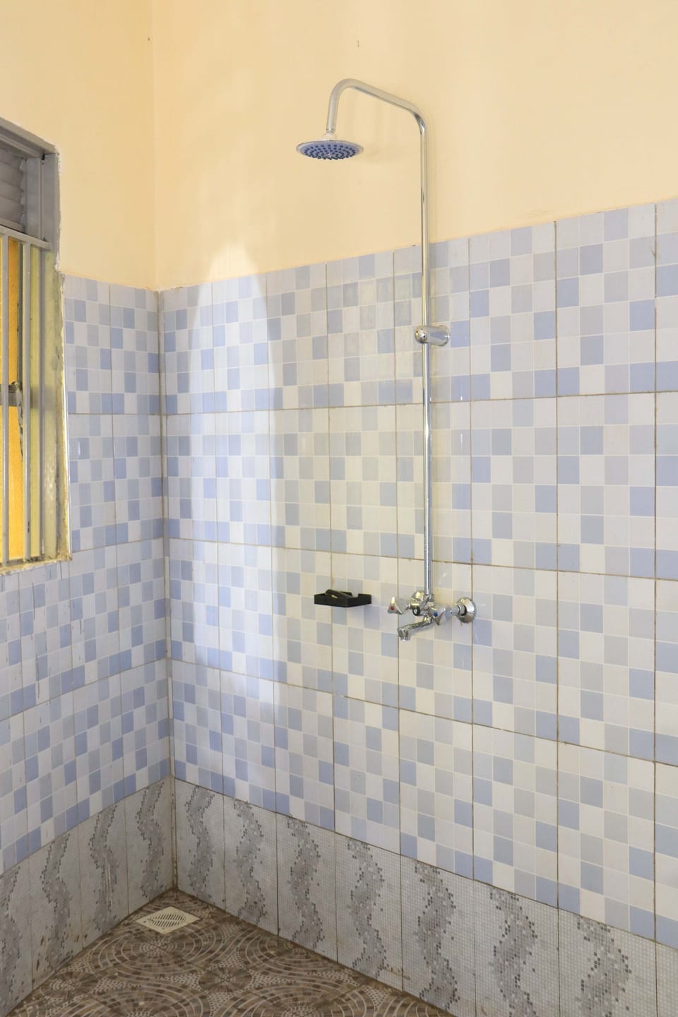 Separate tub and shower, slippers, towels, soap