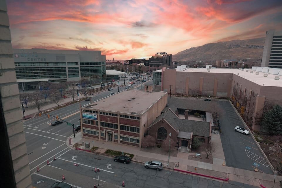 Views of the Salt Lake City Skyline with the Wasatch Mountains for a backdrop.