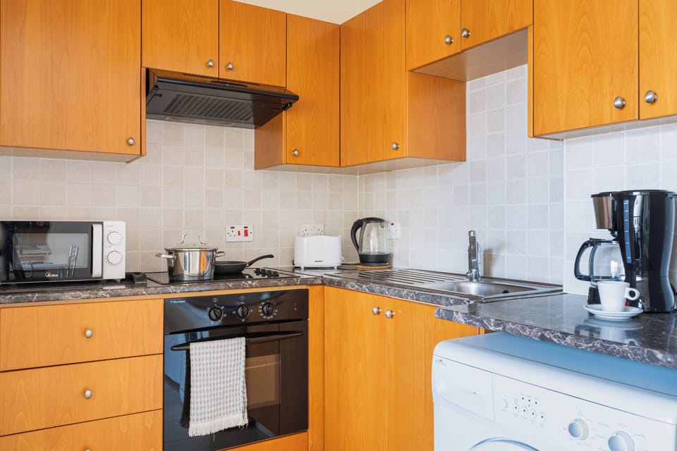 Apartment, 1 Double Bed with Sofa bed, Kitchen, City View | Private kitchen | Coffee/tea maker, full-size fridge, microwave, oven
