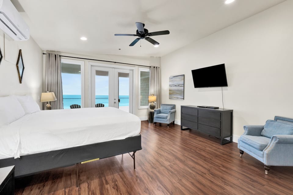 Bedroom 8 has a private balcony and bathroom, TV and King bed - sleeps 2