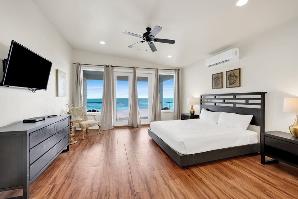 Bedroom 8 has a private balcony and bathroom, TV and King bed - sleeps 2