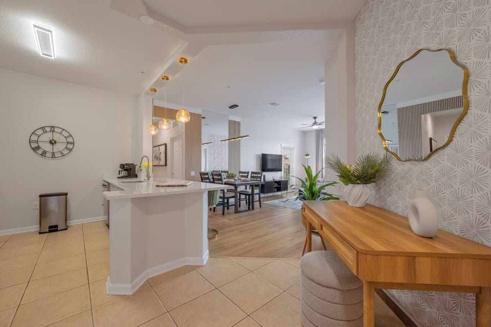 View from the entrance into the kitchen area