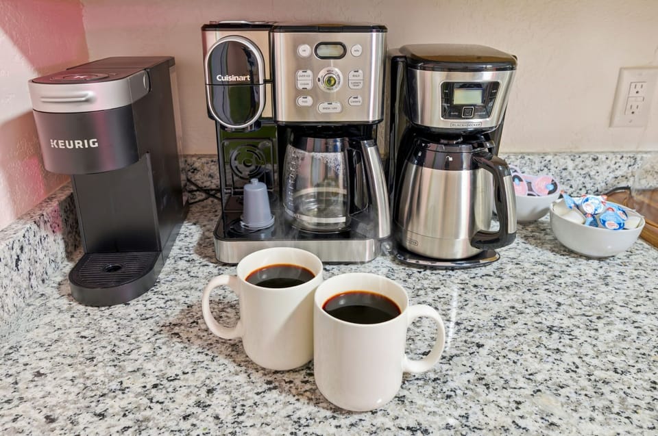 Fuel your mornings (or recover from late nights) at our very own coffee station—espresso yourself however you like!