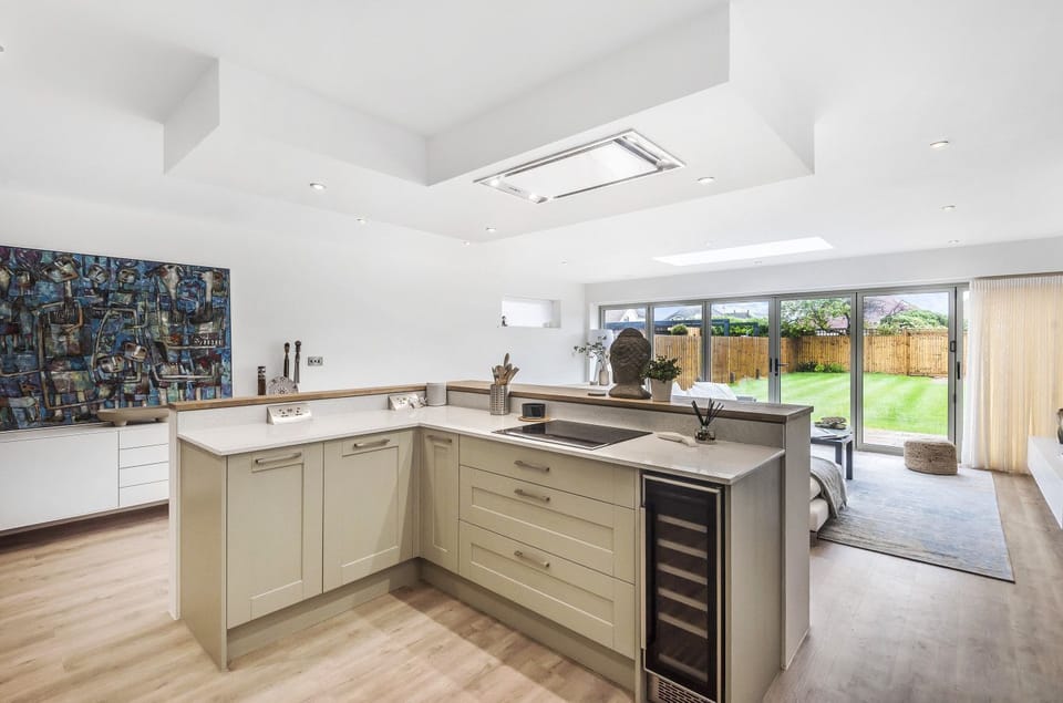 Modern kitchen with garden views