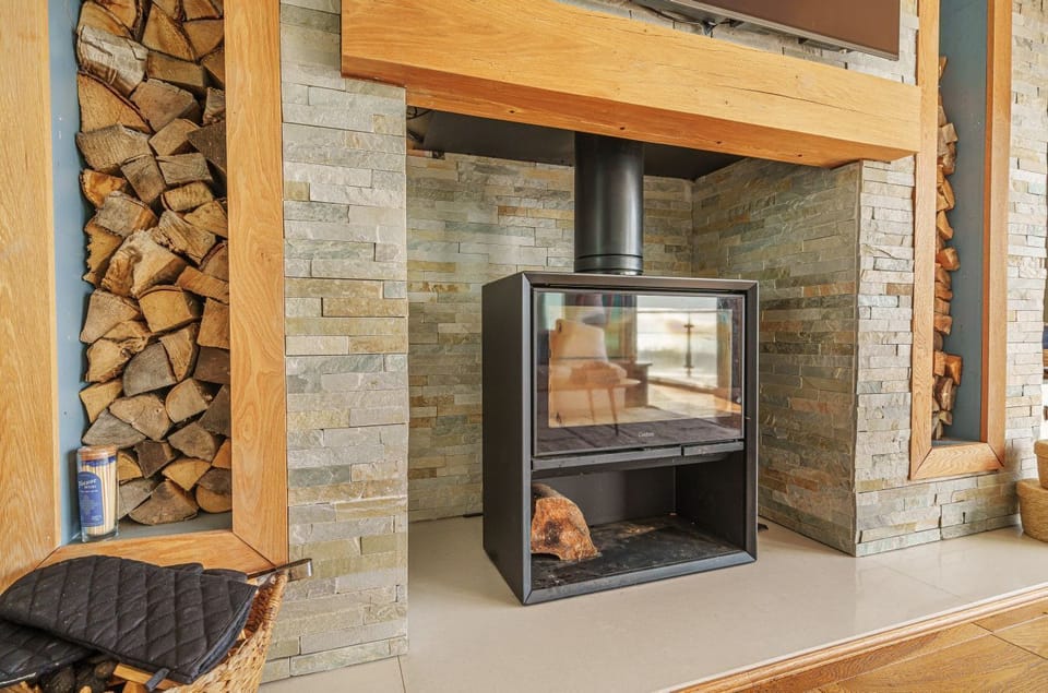 Large Swedish wood burning stove in the living room