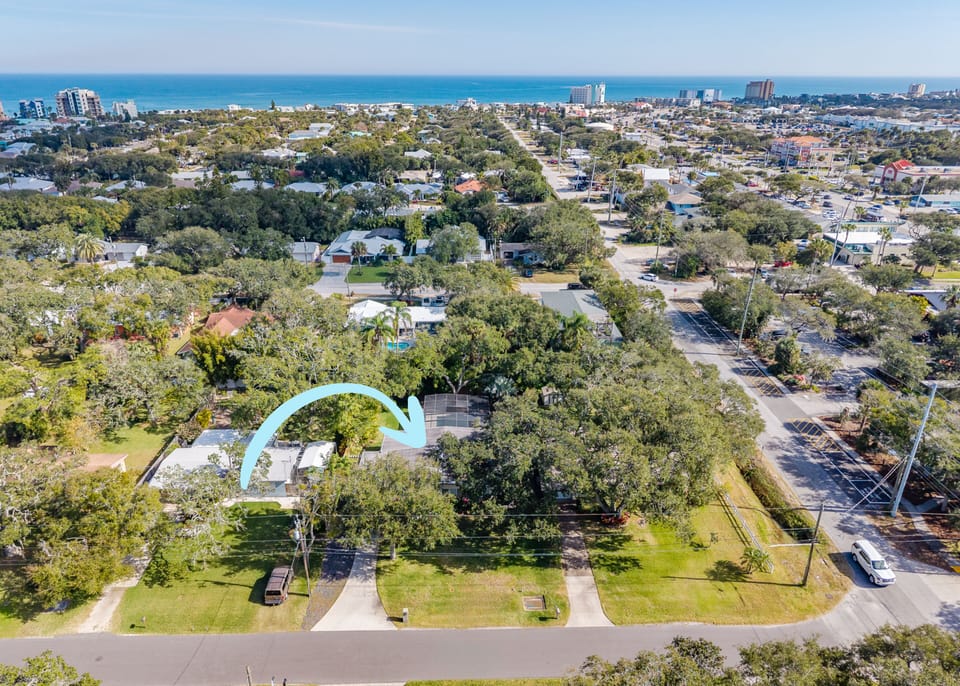 Aerial view of the home.