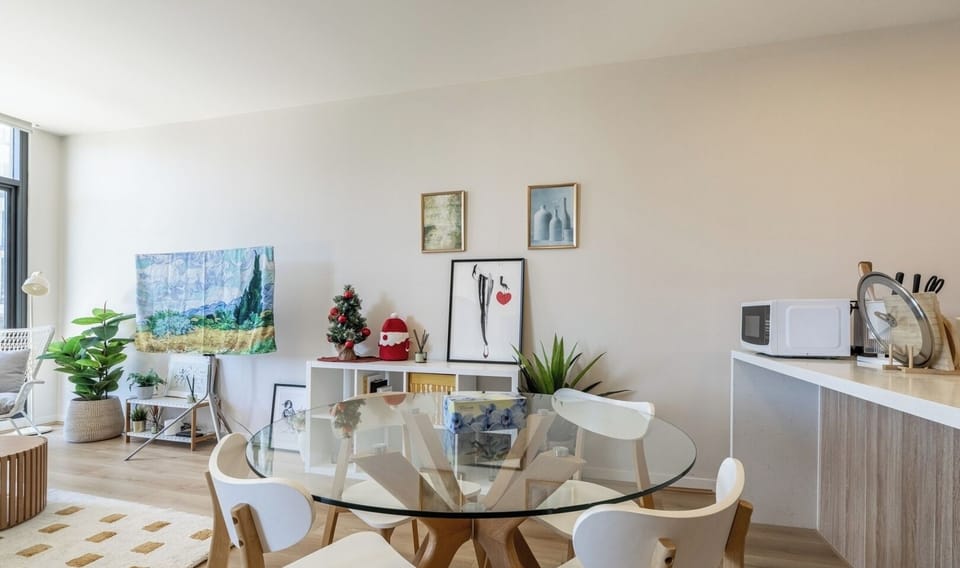 A welcoming dining and living area combination, perfect for social gatherings.