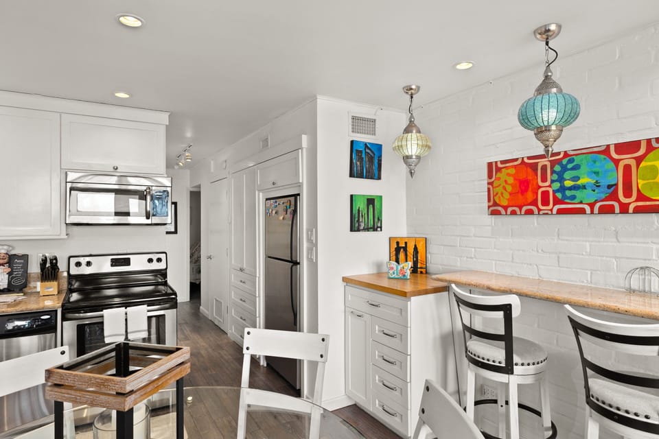 Cook with ease in the bright kitchen stocked with everything you need