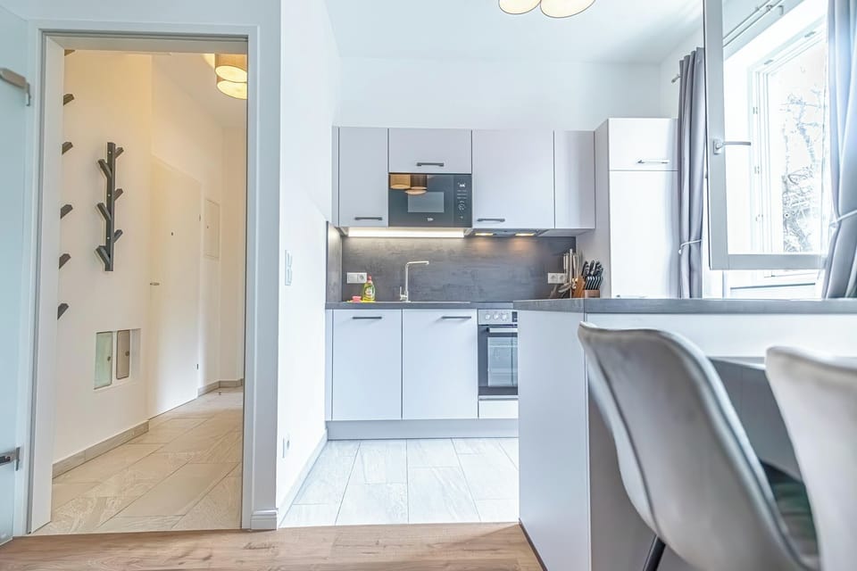 Basic Apartment | Private kitchen | Fridge, microwave, oven, stovetop