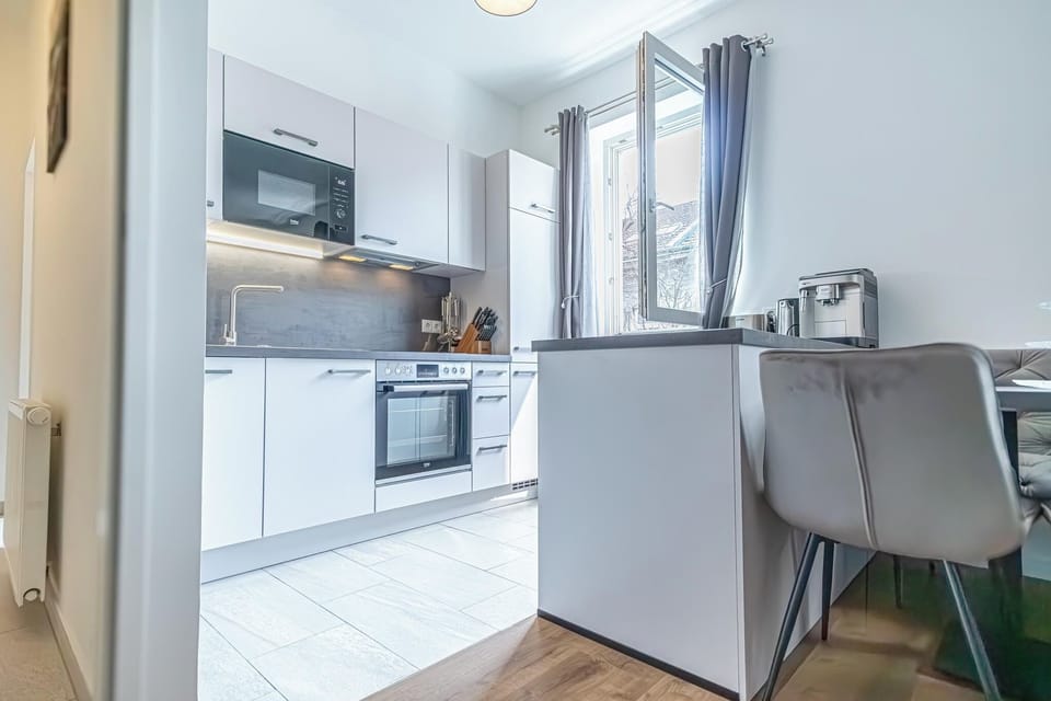 Basic Apartment | Private kitchen | Fridge, microwave, oven, stovetop