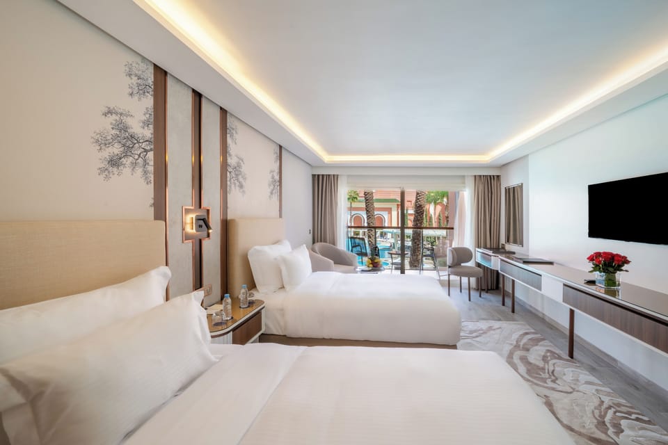 Premium Twin Room, 2 Twin Beds, Pool View | Premium bedding, minibar, in-room safe, blackout drapes
