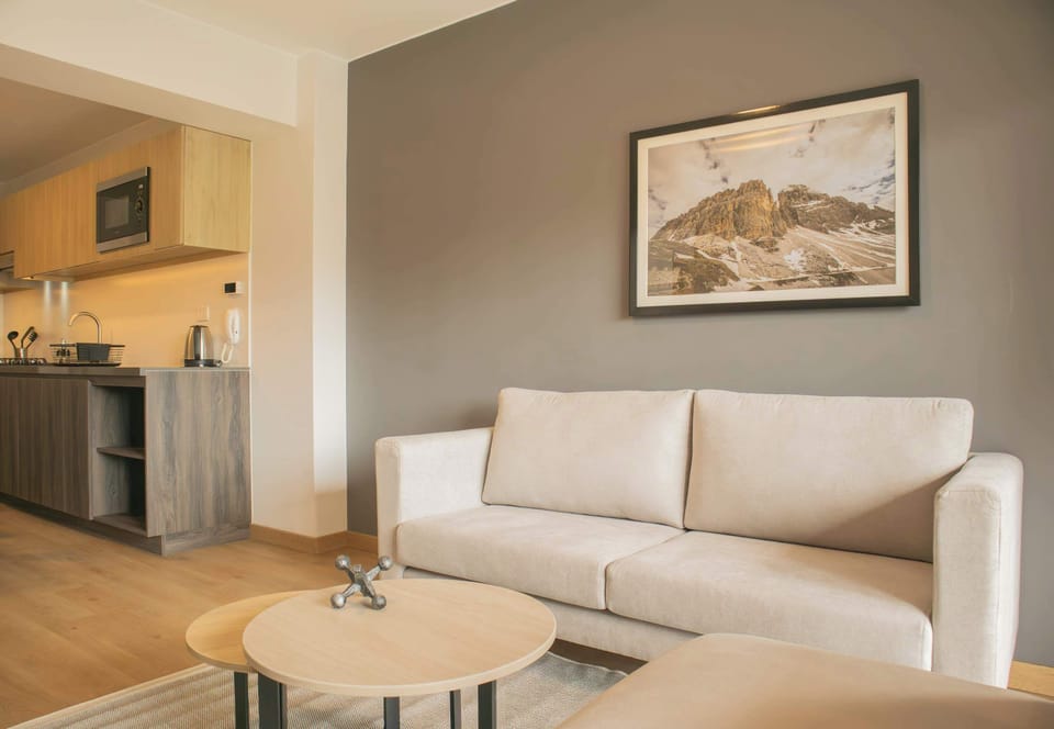 Modern living area with comfortable seating.