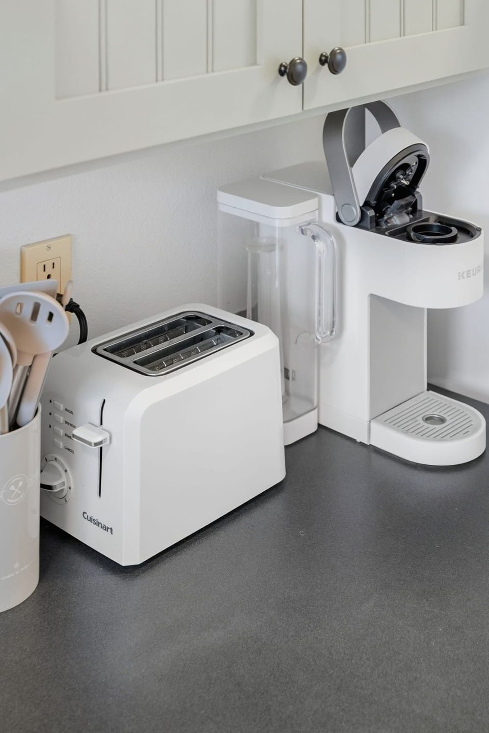 Keurig Coffee maker, coffee, tea and essentials to start your mornings right.