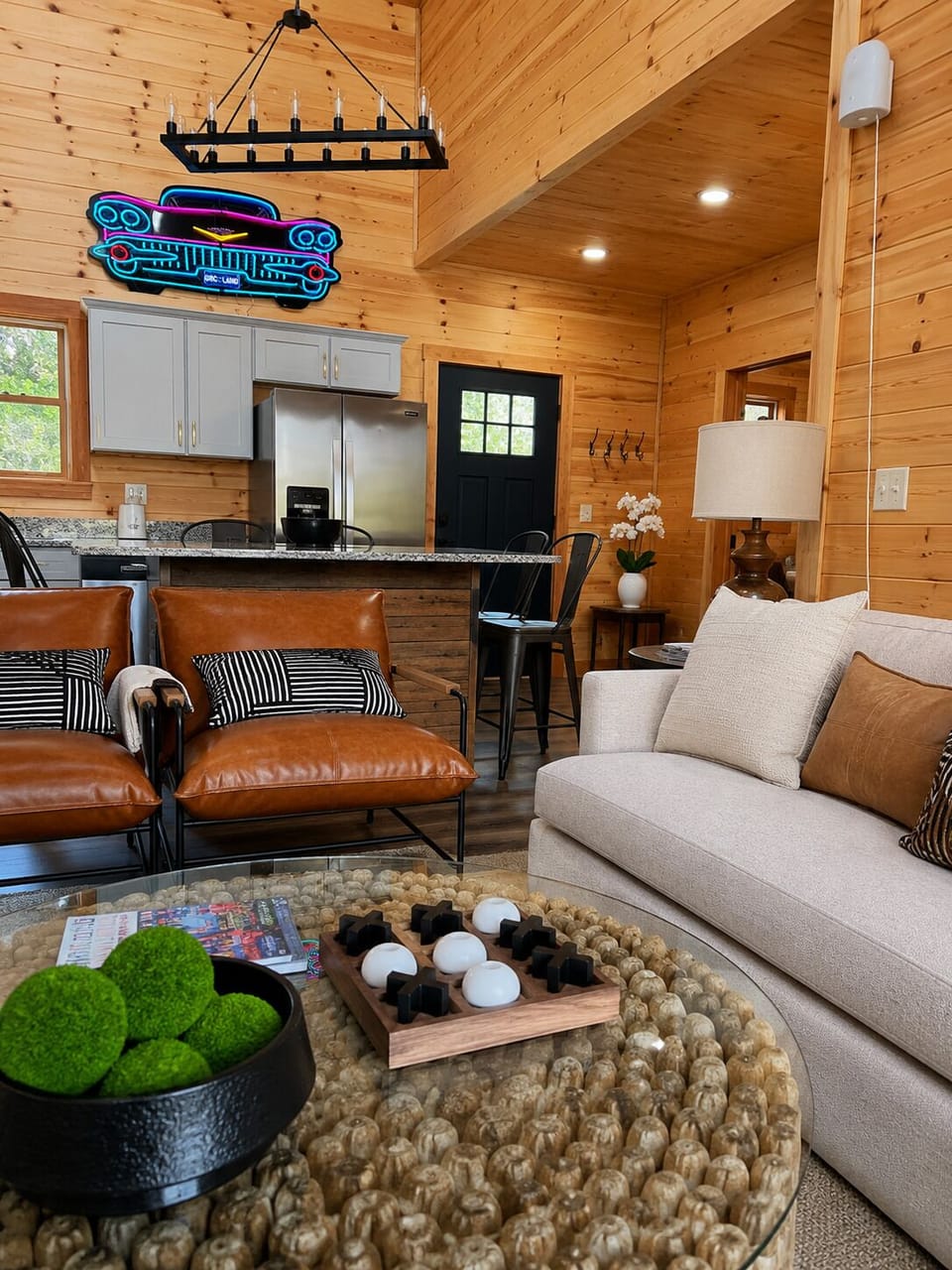 Modern living room with Graceland touch.