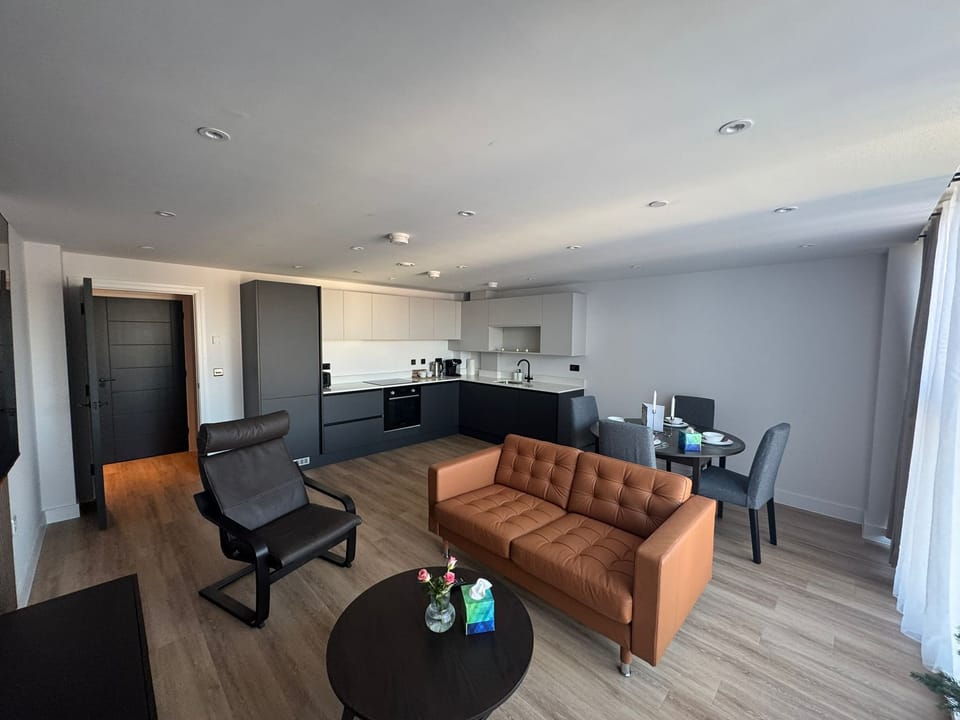 Living room with open plan kitchen 