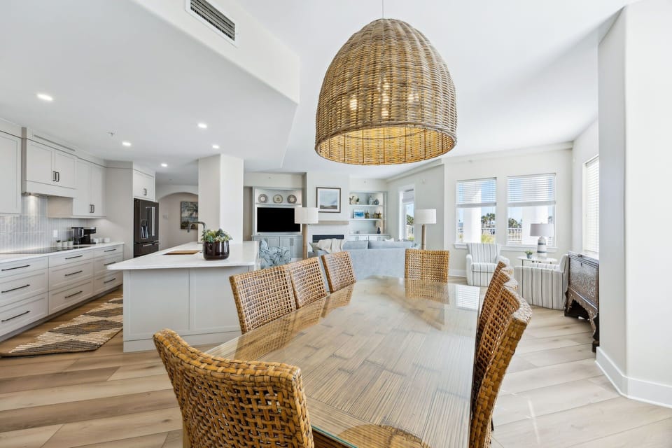 Dining table with seating for 8