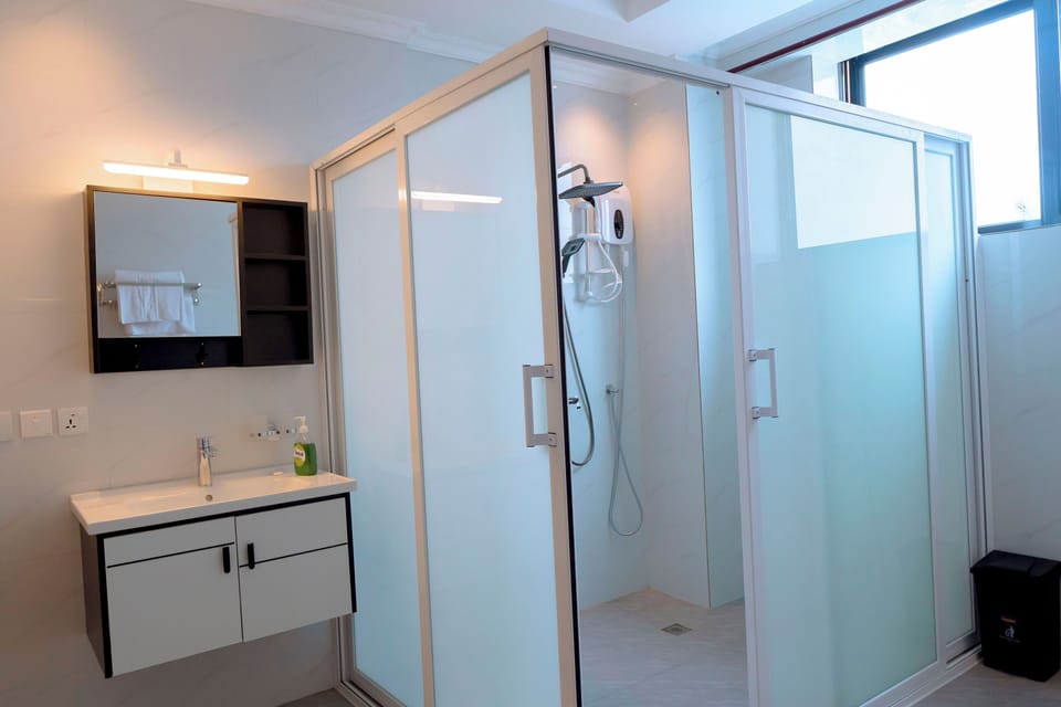 Slippers, towels, soap, toilet paper