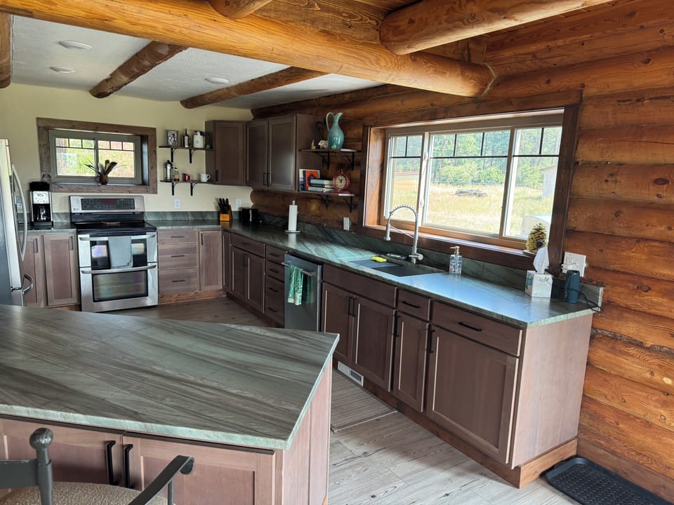 Kitchen with island for plenty of cooking space.