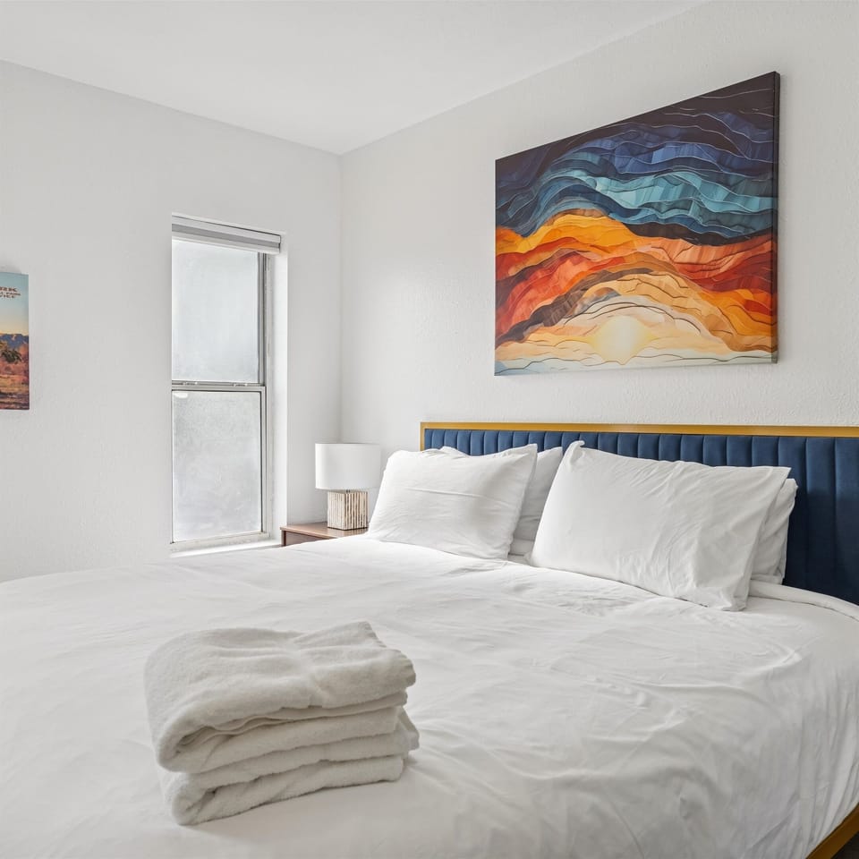 Cozy sleeping area with a king bed for restful nights