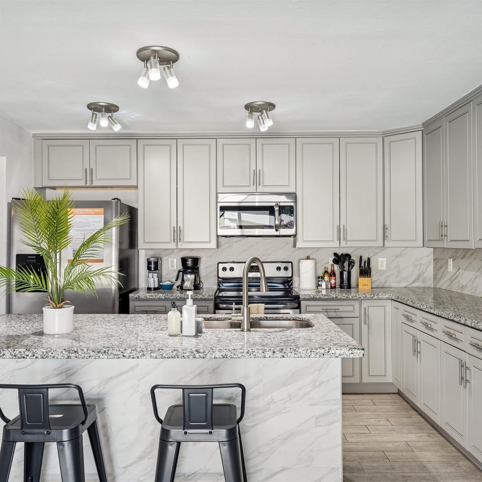This fully renovated, modern kitchen has everything you'll need for home-cooked meals