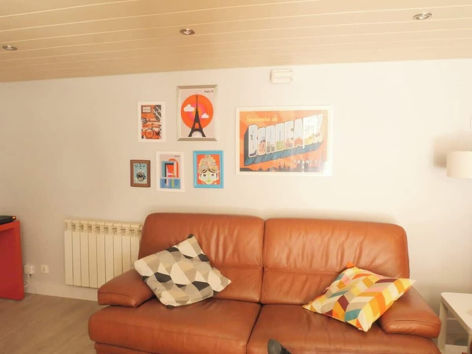 Canapé en cuir , décoration théme vacances en France;