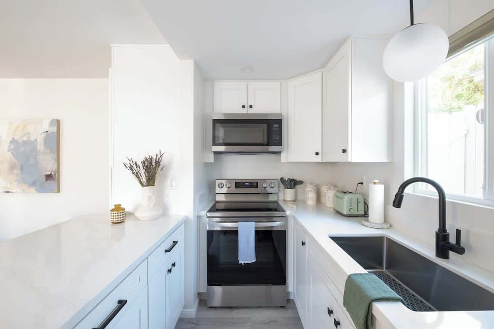 Cook up delicious dinners in the modern, galley style kitchen 