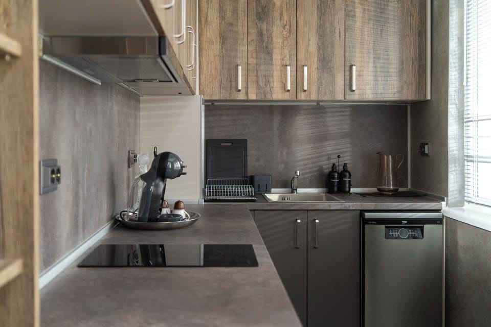 Deluxe Apartment, Balcony, City View | Private kitchen | Full-size fridge, microwave, dishwasher, electric kettle