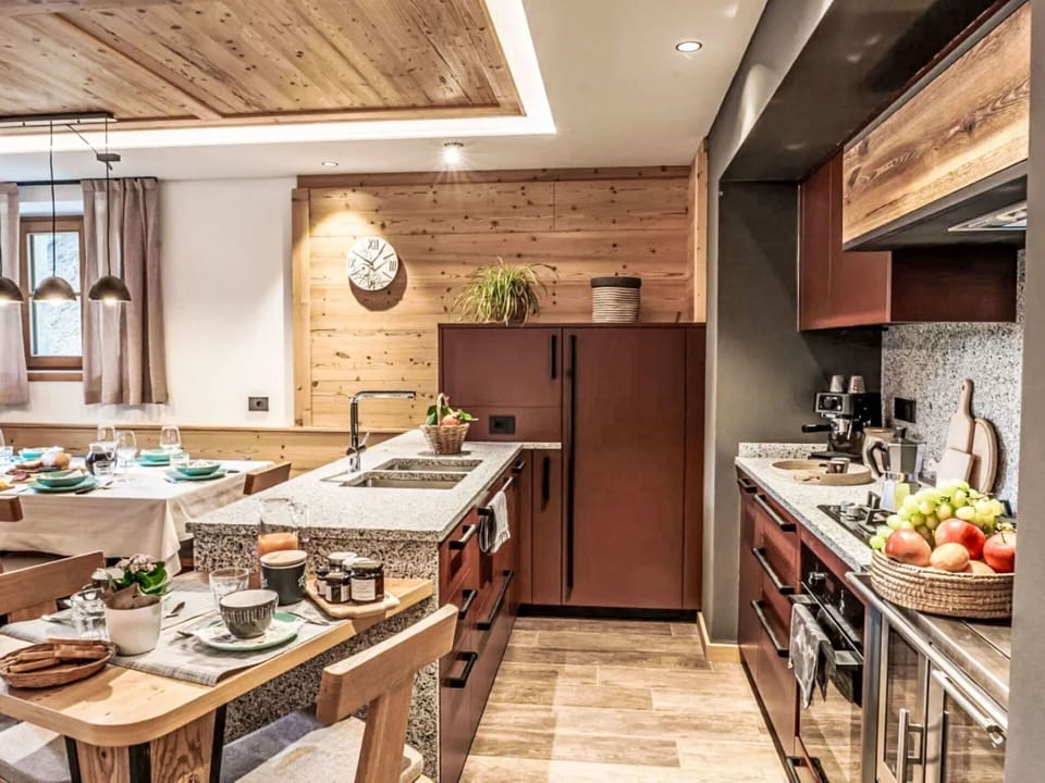 Kitchen, Wood, Furniture, Interior Design, Countertop, Flooring, Home, Floor, Cabinetry, Kitchen & Dining Room Table