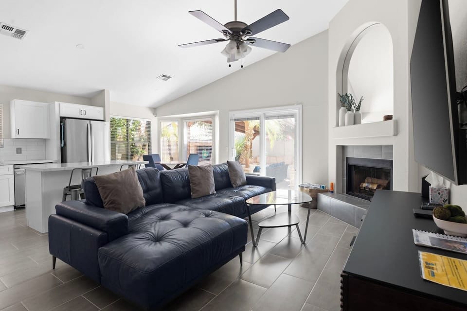 The living room is spacious, comfortable and a great place for everyone to gather.