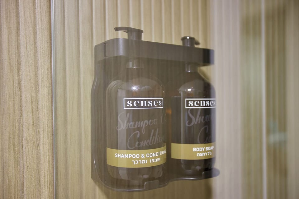 Towels, soap, shampoo, toilet paper