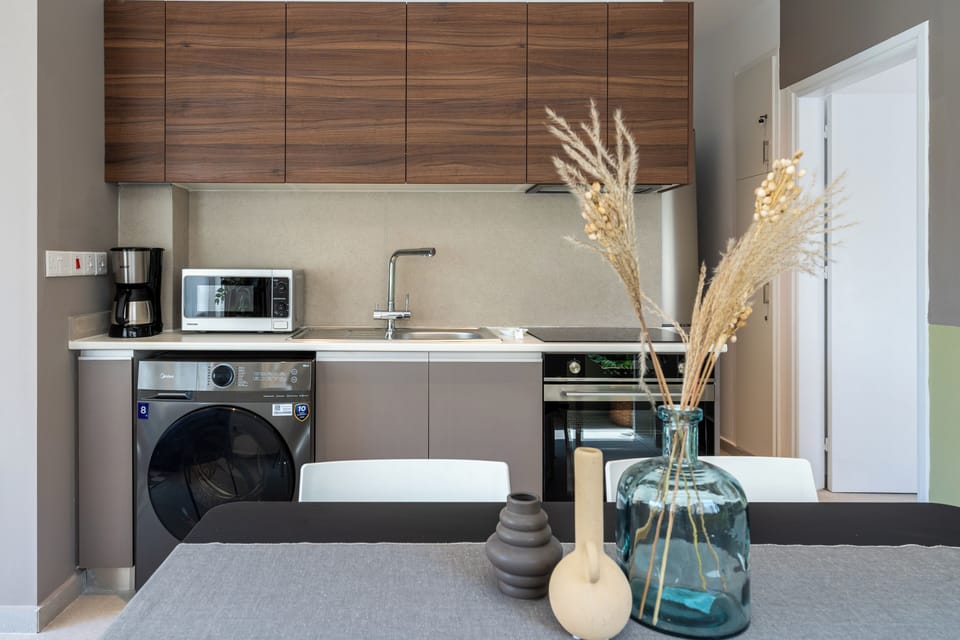Apartment, 1 Bedroom, Kitchen, City View | Private kitchen | Coffee/tea maker, fridge, microwave, oven
