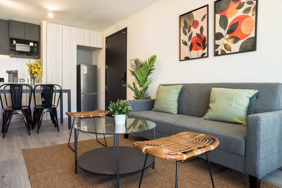 Modern living space with stylish decor, perfect for unwinding after a day in the city.