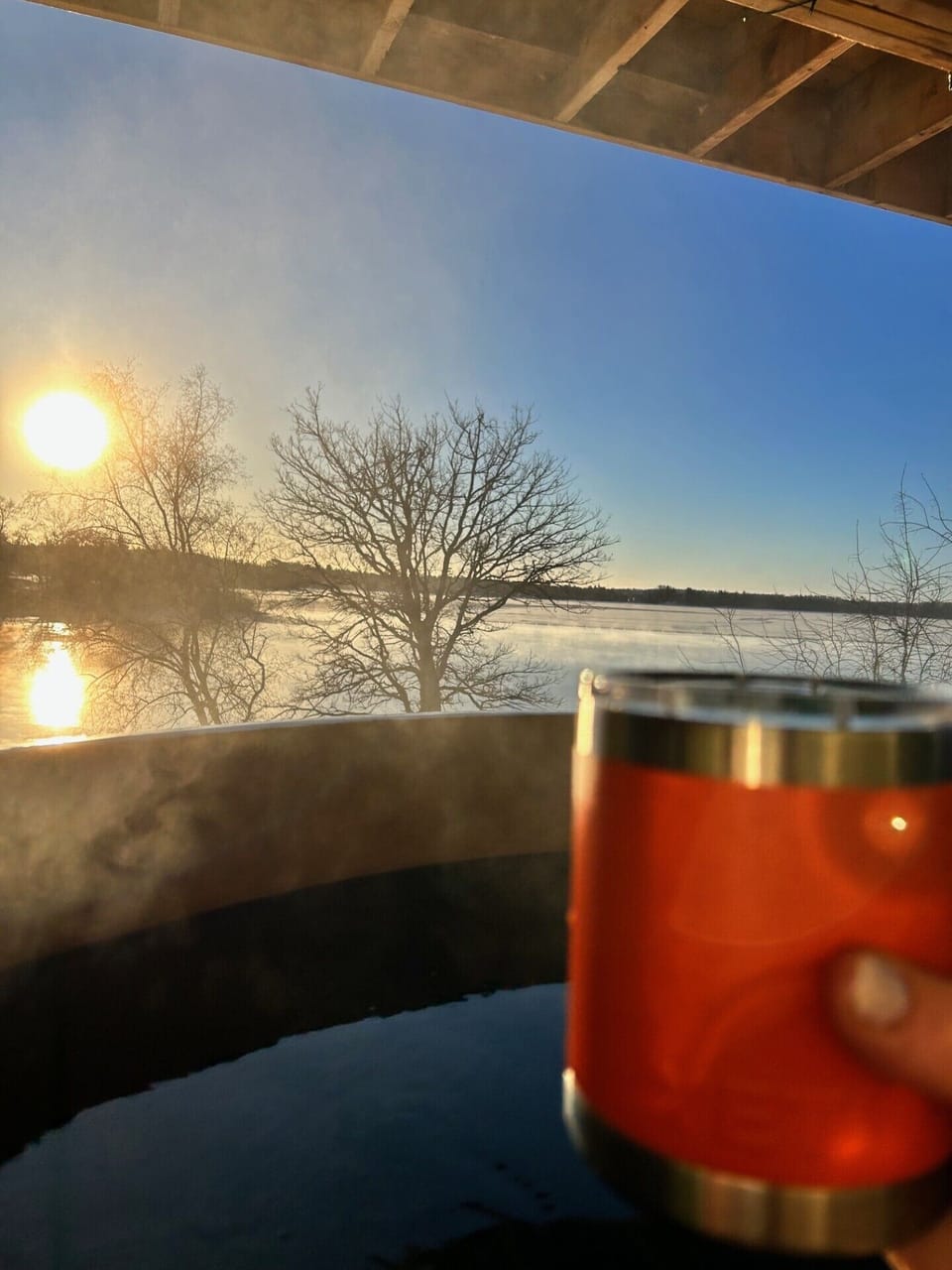 A nice soak while enjoying your morning coffee