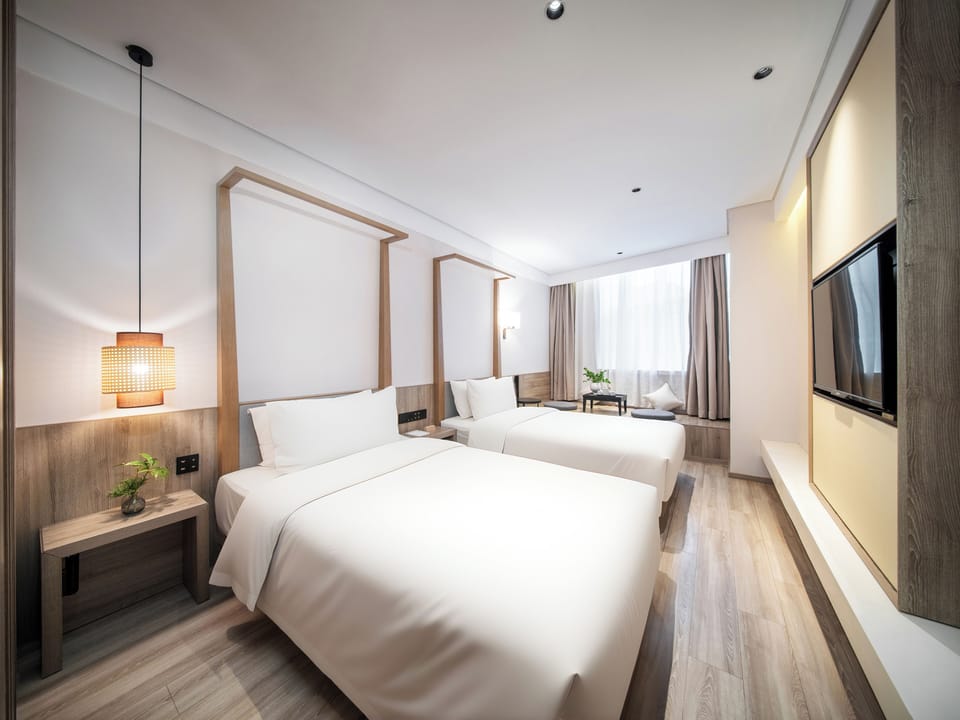 Concept Twin Bed Room | Desk, laptop workspace, blackout drapes, iron/ironing board (on request)