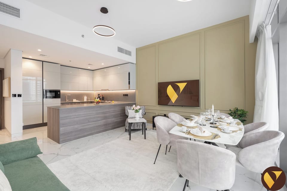 Luxury Apartment, Balcony, City View | Living area | 65-inch Smart TV with cable channels