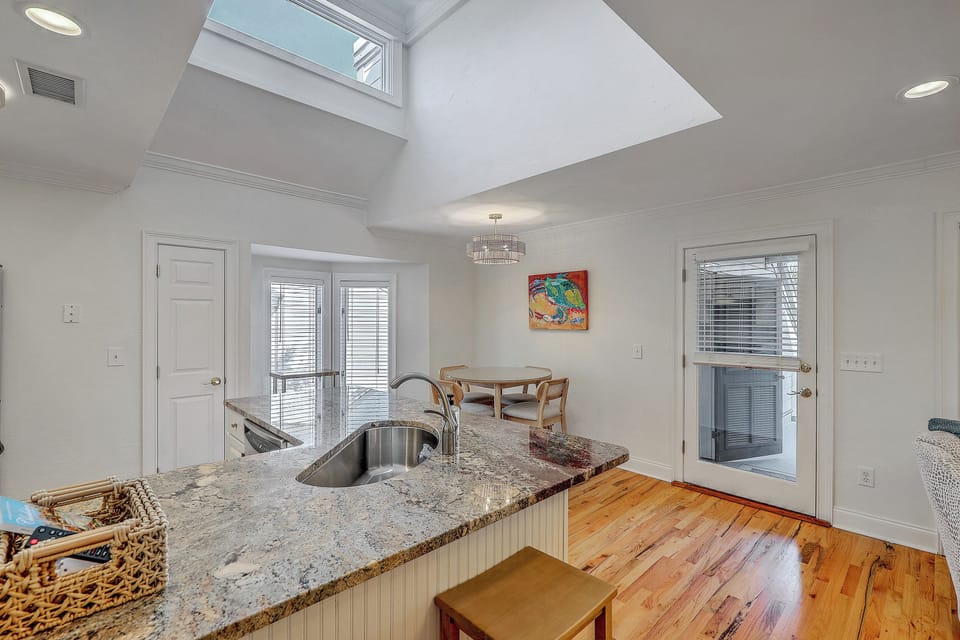 Gather for intimate meals in this charming dining alcove.