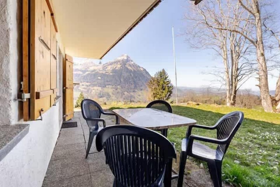 Private natural stone terrace with panoramic alpine views
