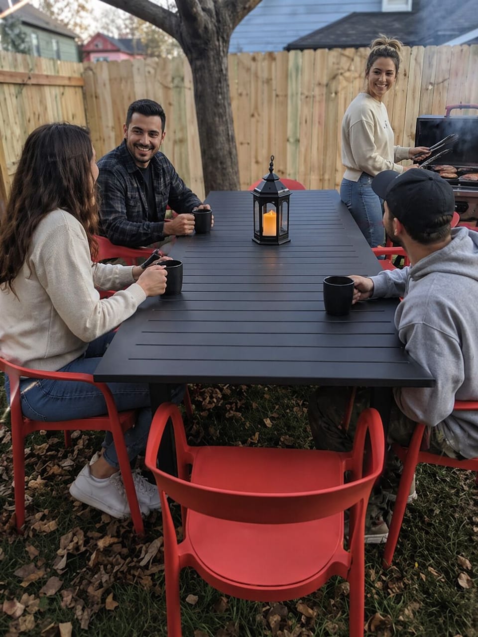 "Relax in our charming backyard oasis! Enjoy morning coffee or evening drinks.