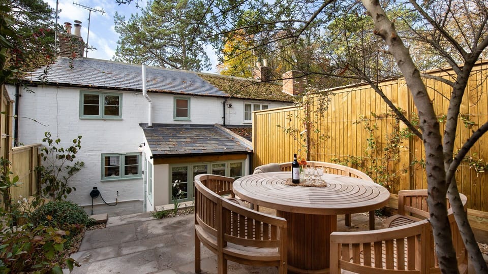 At the top of the raised garden is a wonderful dining terrace.