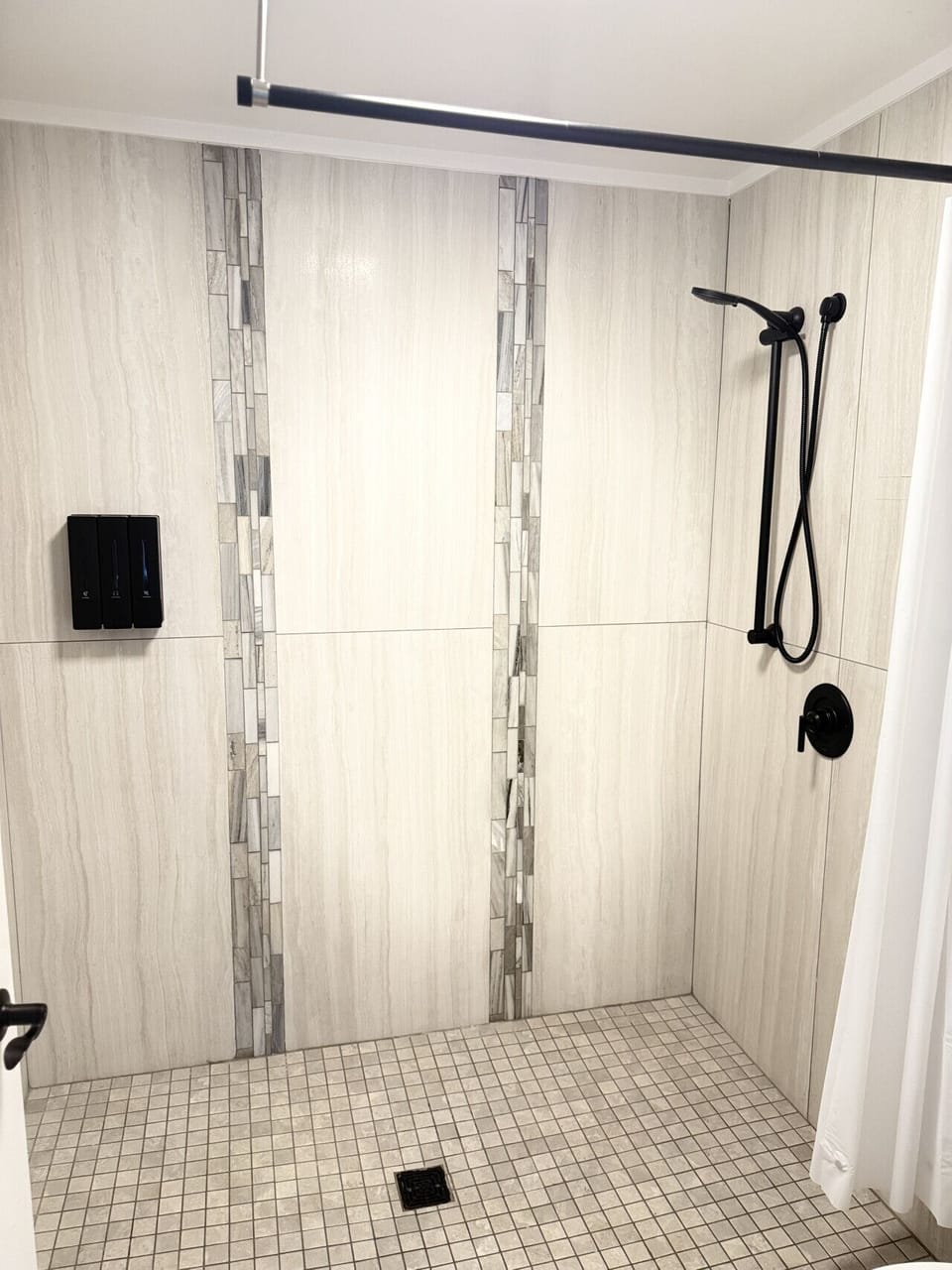Spacious open walk-in shower