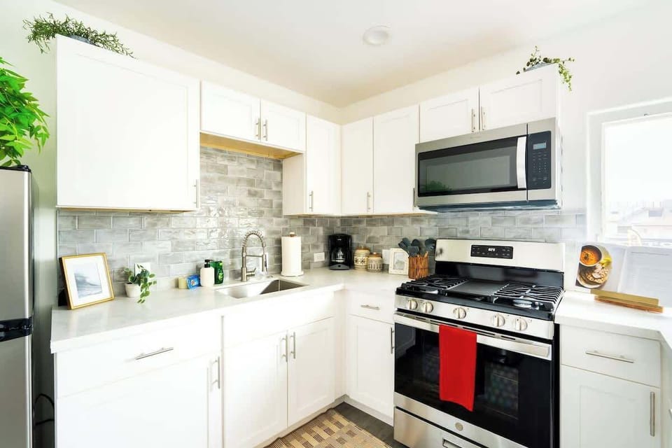 The stylish, streamlined kitchen comes fully equipped for your stay
