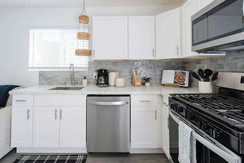 Make yourself at home and relax on the inviting sofa 