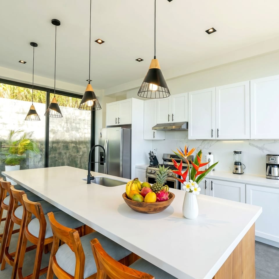 A perfect kitchen to enjoy a Costa Rican chef to make you a gourmet meal.