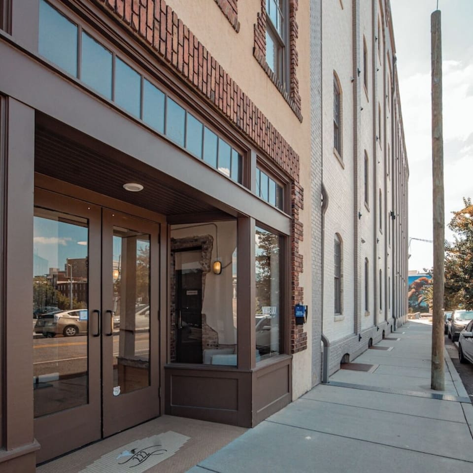 Front of building with secure access