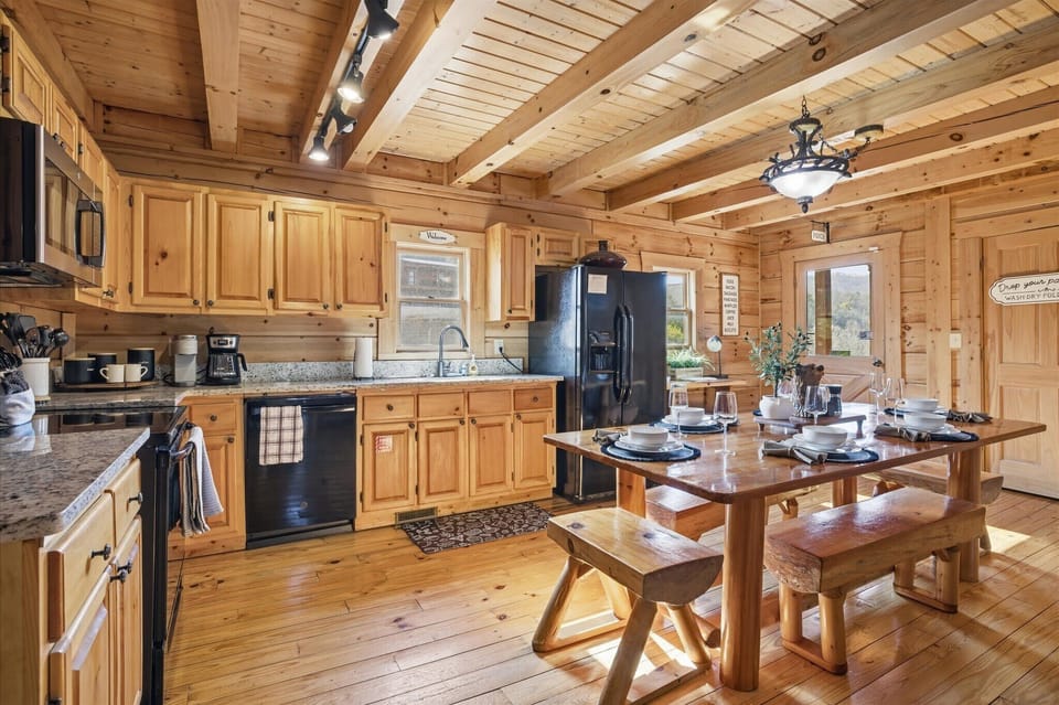 Fully equipped kitchen with modern appliances for home-cooked meals.