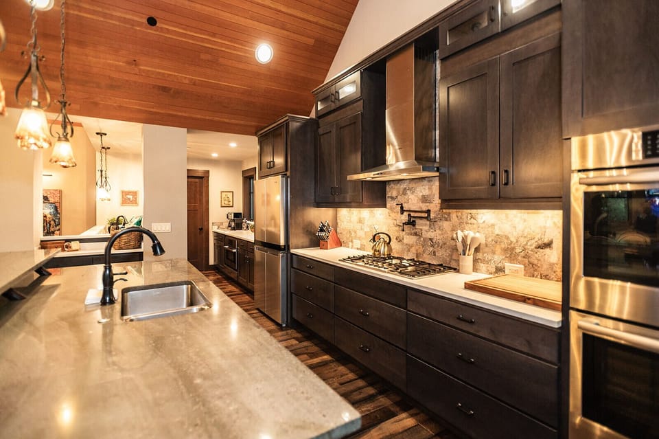 Fully equipped kitchen with high-end appliances and plenty of prep space.