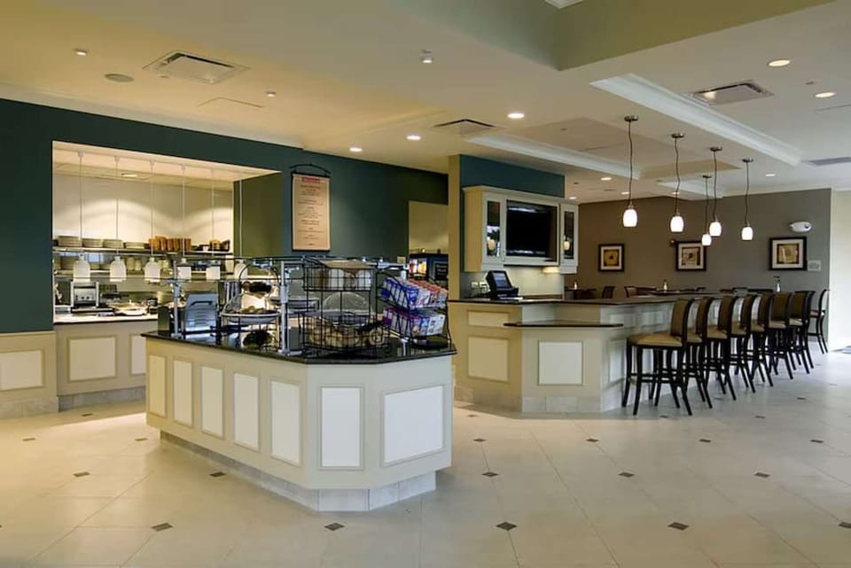 Dining space with buffet counters and open seating