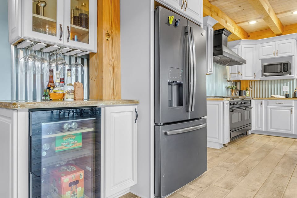 Wine and beer storage and fridge in the gourmet kitchen