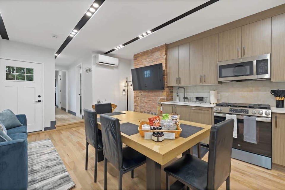 Stylish setting for breakfast, dinner, or evening gatherings.